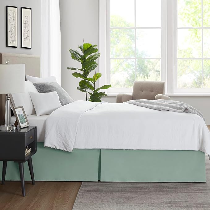 Nestl Sage Green Twin Bed Skirt - Twin Size Bed Skirt 14 Inch Drop - Brushed Microfiber Bed Skirts - Hotel Quality Pleated Bed Skirt - Shrinkage & Fade Resistant