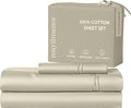 100% Natural Cotton Bed Sheets | 500 TC Single-Ply Sateen Weave Twin XL Sheets | Breathable & Hypoallergenic Solid 3-Piece Bedding with Deep Pocket Fitted, Flat, Pillowcase | Cream Beige