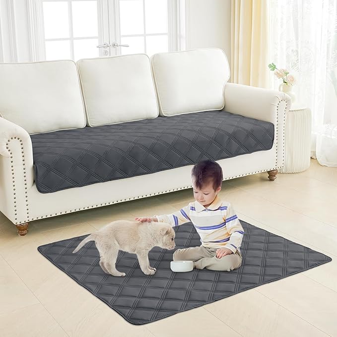 Smiry Waterproof Dog Bed Cover Blanket 68x82, Soft Reversible Pet Blanket, Washable Leakproof Cats Dogs Couch Cover for Sofa, Couch, Furniture, Lattice, Dark Grey/Dark Grey