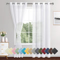 XWZO White Semi Transparent Sheer Curtains for Bedroom, Light Filtering & Breathable Voile Grommet Window Curtains for Living Room, Kids' Room with Tiebacks, Set of 2 Panels, 52 x 90 Inches Long
