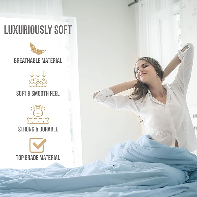 Full Size Bed Sheets Cooling - Luxury Hotel Sheet Set - Soft Sheet with Elastic Corner Strap - Deep Pocket Microfiber Bedsheet - Bedding Sheet & Pillowcases - 4 PC (Full Size, Light Blue)