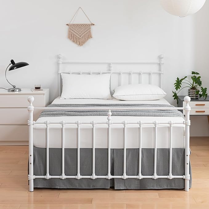 Queen Bed Skirt, Pleated Waffle Weave Bed Skirt with Split Corners, Tailored Dust Ruffle 18 Inch Drop Easy Fit, Machine Washable (Grey, Queen - 18" Drop)
