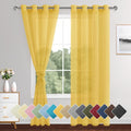 XWZO Sheer Curtains 84 Inches Length 2 Panels Set with Tiebacks, Grommet Top Semi Transparent Voile Lightweight Window Curtains for Bedroom, Living Room, Kids Room, W52 x L84, Yellow, Set of 2