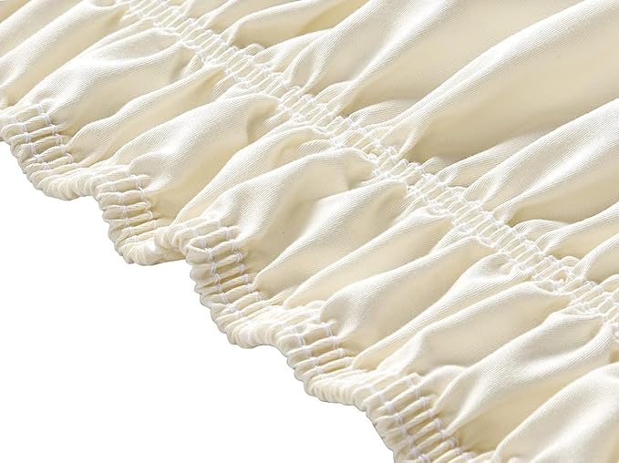 Ivory Wrap Around Bed Skirts with 16" Drop - Three Sides Fabric Adjustable Elastic Dust Ruffle Silky Soft -600 TC Stretchy Bed Skirt-Full(54"X 75") Ivory