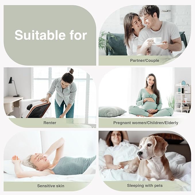 Novilla Queen Mattress Topper, Extra Thick Pillow Top Mattress Pad with Down Alternative, Breathable Mattress Cover with for 8-21", Machine Washable Fitted Mattress Protector – Green-White