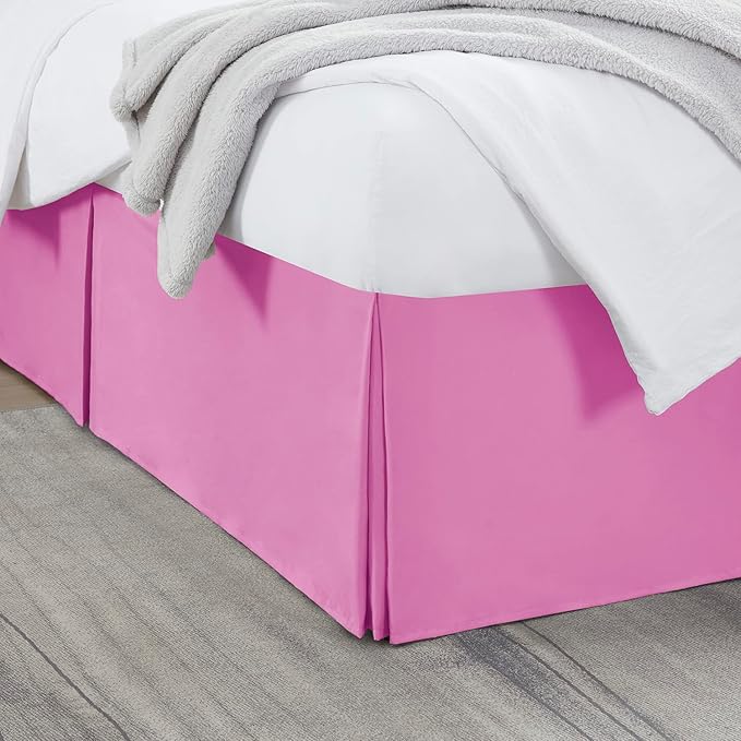 Nestl Light Pink Full XL Bed Skirt - Full XL Size Bed Skirt 14 Inch Drop - Brushed Microfiber Bed Skirts - Hotel Quality Pleated Bed Skirt - Shrinkage & Fade Resistant
