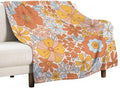 Retro 70s Floral Blanket, Hippie Summer Groovy Flower Power Flower Boho Print Throw Blanket for Couch Sofa Couch Chair 30"x40"