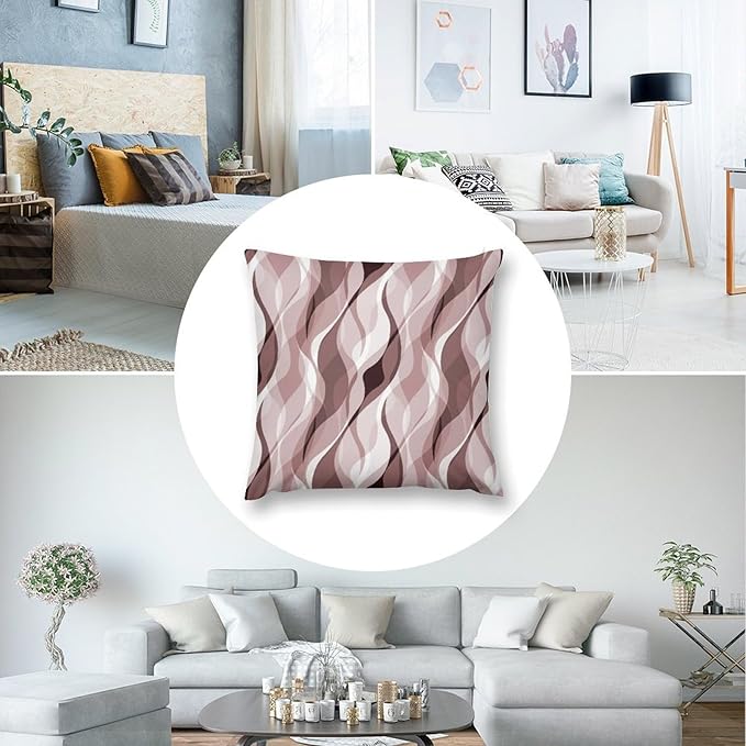 Pink Throw Pillow Covers Modern Abstract Pink and Grey Striped Decorations for Bedroom Living Room Farmhouse Sofa Pillows Bed Couch 22x22 Inch