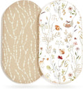 GRSSDER Ultra Soft Bassinet Sheets 2 Pack, Stretchy Breathable Knit Bassinet Mattress Sheets for Baby, Universal Fitted Baby Cradle Moses Basket Oval Rectangle Mattresses Safe and Snug, Stylish Print