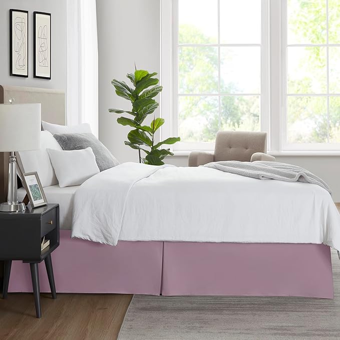 Nestl Dusty Purple Full Bed Skirt - Full Size Bed Skirt 14 Inch Drop - Brushed Microfiber Bed Skirts - Hotel Quality Pleated Bed Skirt - Shrinkage & Fade Resistant