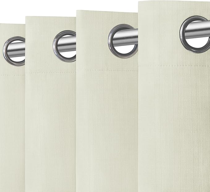Easy-Going Linen Look Blackout Curtain Grommet Window Curtain Drapes for Bedroom, Living Room Thermal Insulated Room Darkening (2 Panels, 42x84 inch Ivory)
