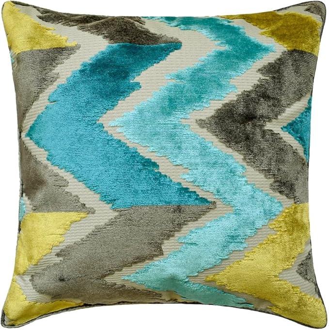 The HomeCentric King/Queen/Twin Blue Decorative King 90"x18" Bed Runner with One Pillow Cover, Velvet, Peacock Colors & Ombre Bed Scarf on Velvet Fabric - Plume Palatte
