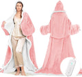 Wearable Heated Blanket with Foot Pocket, Electric Wearable Throw Blanket with Sleeves, Hood, Portable Heated Blanket with 8 Heat Settings, 1-10 Hours Auto Shut-off, Gift for Family, Friends, 50*70"