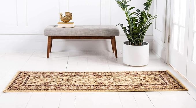Unique Loom Voyage Collection Traditional Oriental Classic Area Rug (2' 0 x 8' 0 Runner, Ivory/Gold)