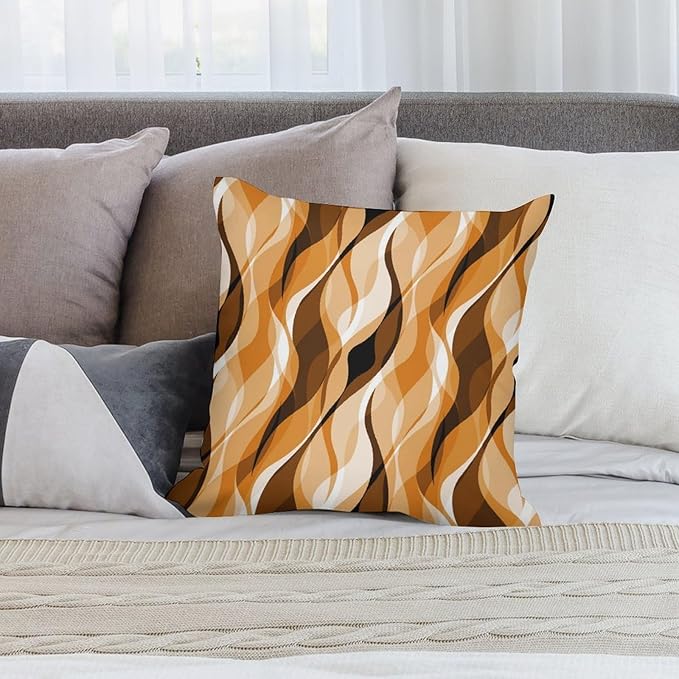 Orange Throw Pillow Covers Modern Abstract Burnt Orange Striped Decorations for Bedroom Living Room Farmhouse Sofa Pillows Bed Couch 22x22 Inch