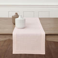 Solino Home Linen Pink Table Runner 60 Inches - Classic Hemstitch, 100% Pure Linen Coffee Table Runner 14 x 60 Inch Ideal for Dresser Tables - Christmas