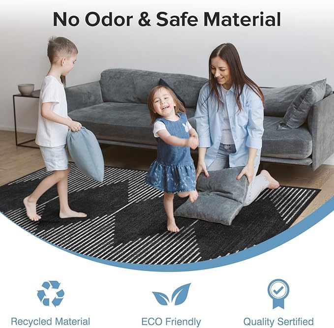 Office Chair Mat for Hardwood Floors, Durable 36"x48" Low-Pile Bohemian Stripe Desk Rug with Non-Slip Backing, Easy-Glide Computer Floor Protector for Rolling Chairs