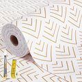 Shelf Liner for Kitchen Cabinets Non Adhesive Drawer Liner Non-Slip Thickened Shelf Liner Paper Strong Easy to Clean for Tool Box Refrigerator with Knife and Tape Measure, Gold Arrow,23.6 x 354.3 in