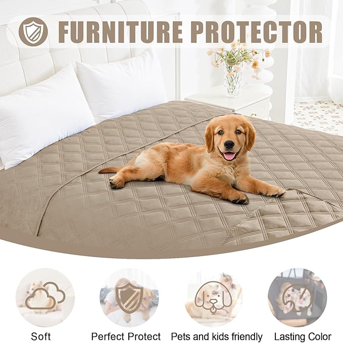 Smiry Waterproof Dog Bed Cover Blanket 40x50, Soft Reversible Pet Blanket, Washable Leakproof Cats Dogs Couch Cover for Sofa, Couch, Furniture, Lattice, Taupe/Taupe