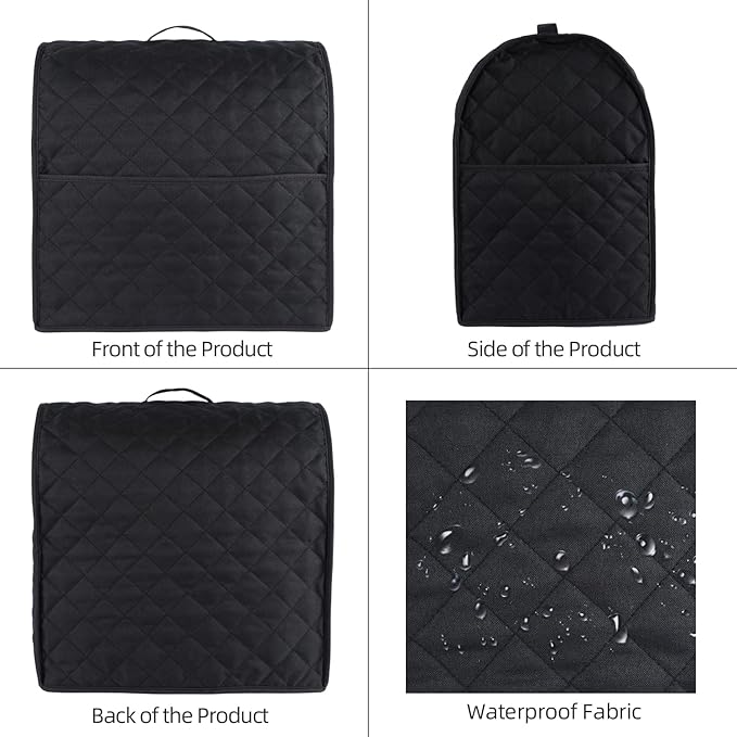 Stand Mixer Cover compatible with Kitchenaid Mixer, Fits All Tilt Head & Bowl Lift Models with 3 Organizer Bag for Accessories. (Black, For Bowl Lift 5-8 Quart)