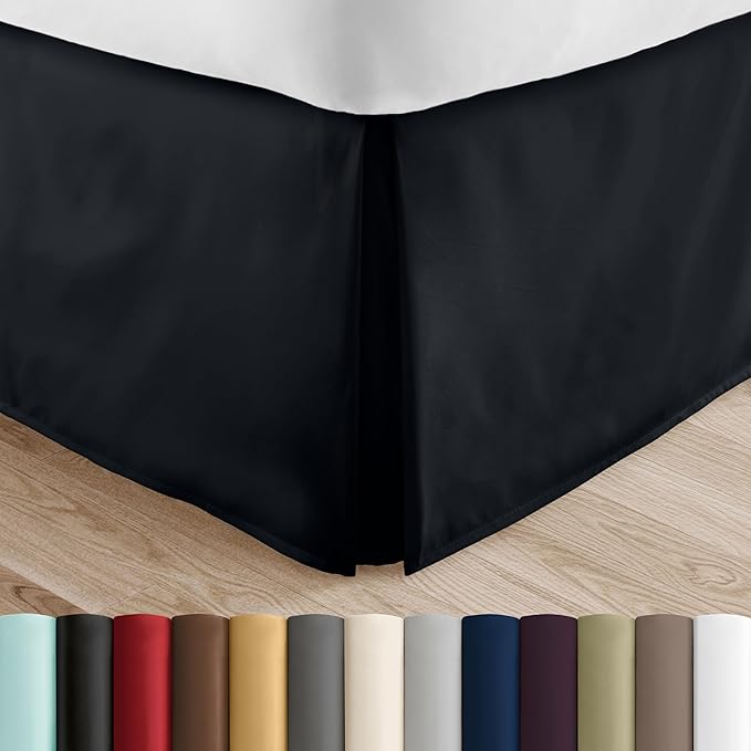 Linen Market Bed Skirt - Ultra Soft Microfiber - Easy Fit with 14 Inch Tailored Drop - Hotel Quality, Shrinkage & Fade Resistant - Bed Cover - Twin XL Bed Skirts - Bedroom Décor - (Twin XL, Black)