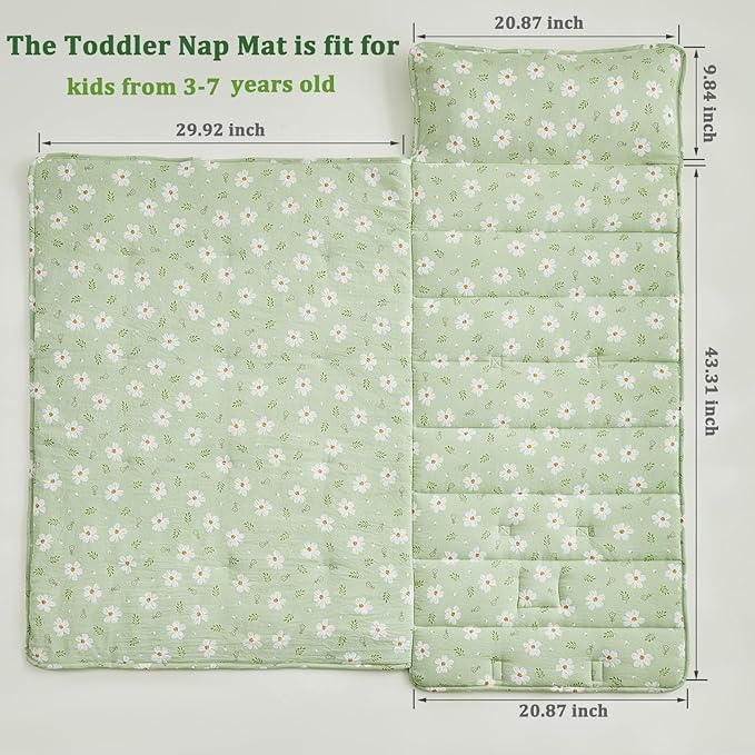 Toddler Nap Mat with Removable Pillow,Ultra Soft Slumber Bags for Girls,Kids Sleeping Bags with Roll Up Design, Perfect for Preschool,Daycare,Kindergarten
