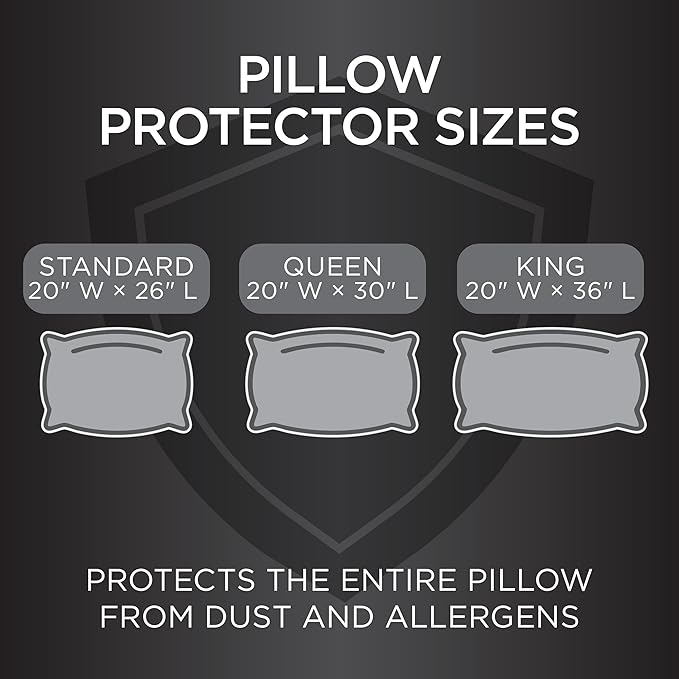 Protect-A-Bed AllerZip Queen 20" x 30" Pillow Protectors (Set of 2), Bed Bug and Dust Mite Proof, Noiseless and Odor-Resistant Pillow Covers, 100% Waterproof, Machine Washable