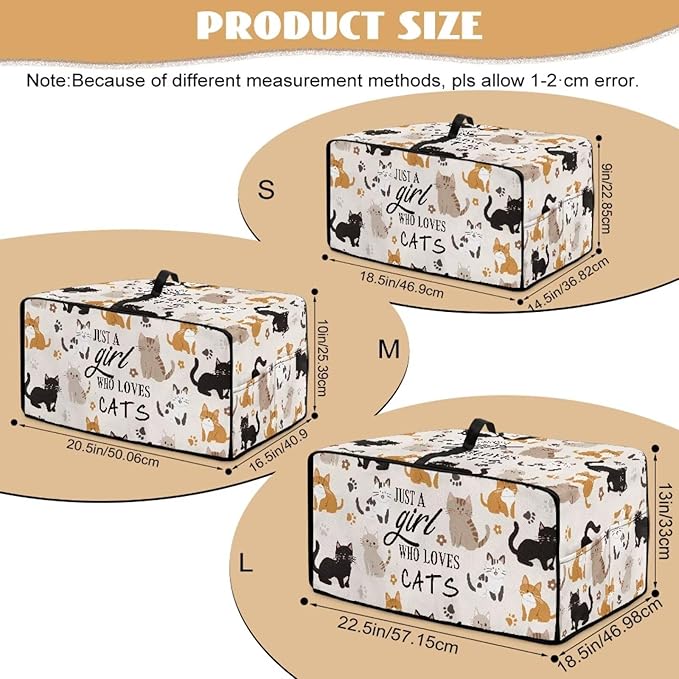 Waterproof Microwave Oven Grill Cover Protector Cartoon Cats Paw Print Foldable Microwave Oven Dust Cover with Storage Bags Just A Girl Print Case Protections for Toaster Oven, S