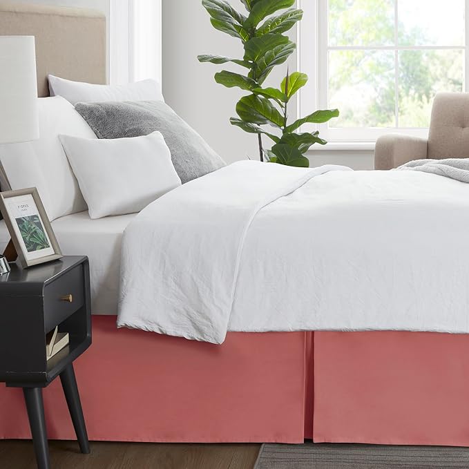 Nestl Pink Clay Full Bed Skirt - Full Size Bed Skirt 14 Inch Drop - Brushed Microfiber Bed Skirts - Hotel Quality Pleated Bed Skirt - Shrinkage & Fade Resistant