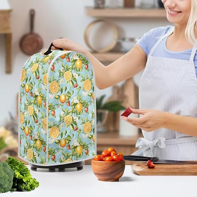 Blender Dust Cover for Stand Mixer or Coffee Maker Appliance, Anti Fingerprint Polyester Dust Proof Stain Resistant Blender Cover for Home Kitchen, Lemon Floral Print