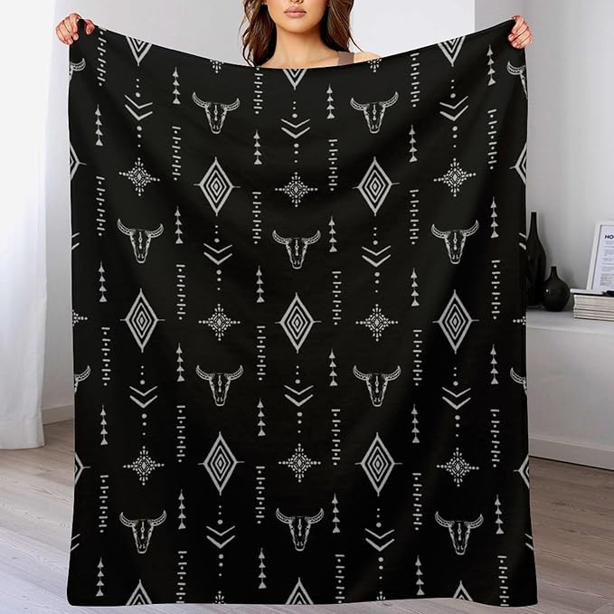 Southwest Blanket, Soft Native Tribal Vintage Abstract Ethnic Pattern Blanket Ethnic Aztec Print Throw Blanket for Couch Sofa 60"x80"