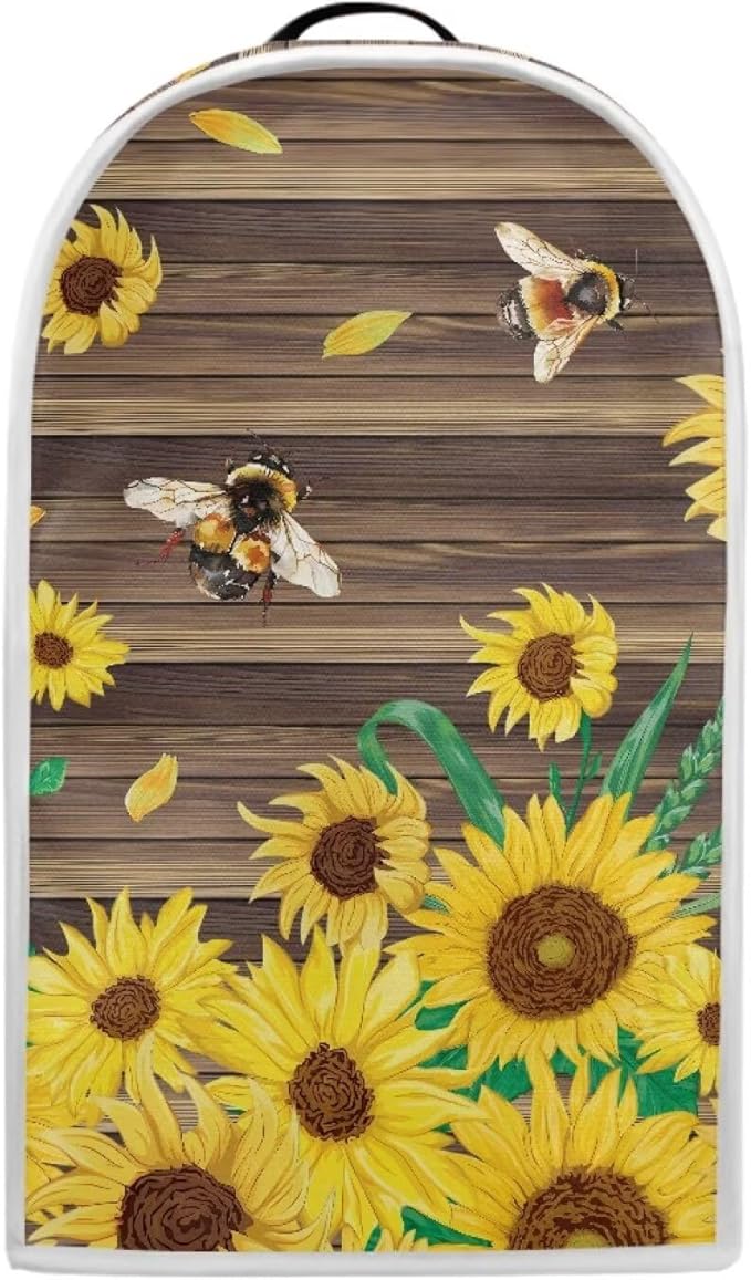 Talayituse Bee Sunflower Wood Print Blender Dust Cover, Fingerprint Protection Cover for Stand Mixer or Coffee Machine, Home Kitchen Appliance Covers for Stain Dust Resistant Supplies