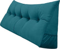 Triangular Reading Bed Rest Pillow Large Bolster Cushion Headboard Backrest Wedge Pillow with Removable Cover and Two Large Side Pockets (Teal, California King: 71 x 8 x 20 inches)