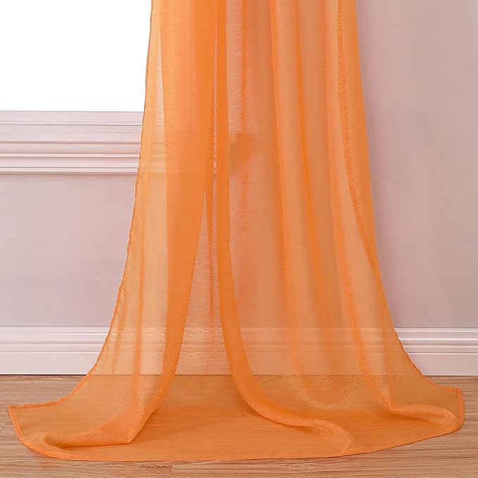 DONREN Coral Orange Scarf for Party - Luxury Soft Semi Sheer Window Scarf for Wedding (1 Pack,52 x 144 Inch Length)