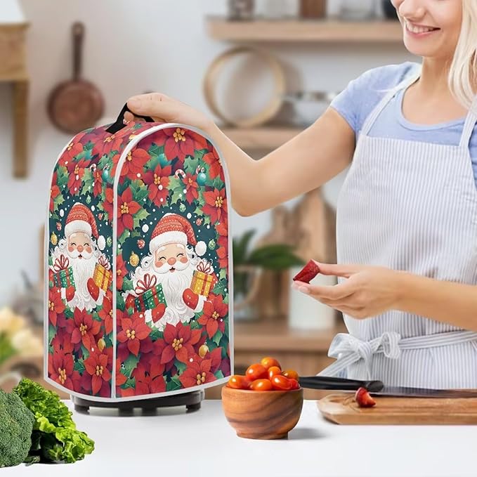 Santa Claus Blender Cover Dust Cover for Kitchen Decorative Food Processor Dust Covers with Handle Easy to Install Protection Covers for Stand Mixer Juice Machine Christmas Decoration