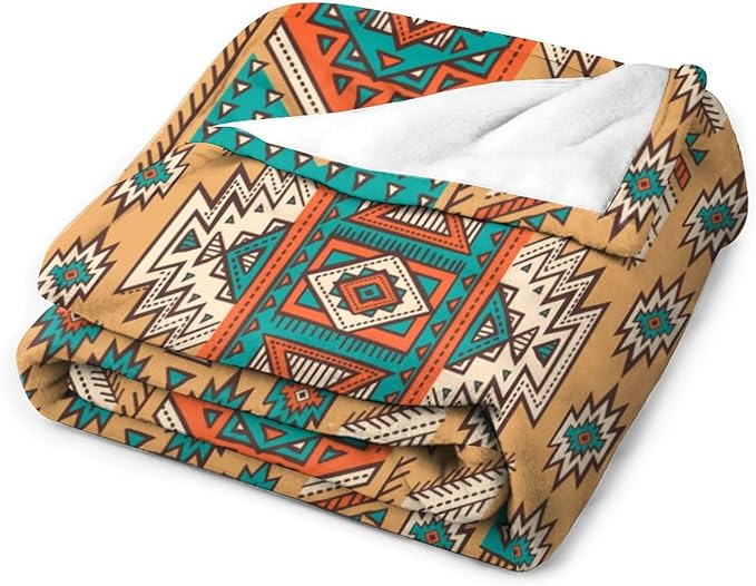 Aztec Throw Blanket, Tribal Navajo Print Native Blanket for Camping Outdoor Couch Sofa Bed 40"x50"