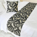 The HomeCentric King/Queen/Twin Black Decorative CA King 86"x18" Bed Runner Without Pillow Cover, Circle, Rings, Quilted Bed Scarf on Jacquard Fabric - Circlewise