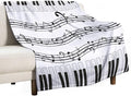 Music Blanket Black White Piano Keys Music Note Modern Abstract Art Print Soft Cozy Lightweight Throw Blanket for Women Men Bedroom Living Room Dorm Chair Sofa Travel 60x80in