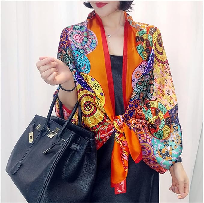Fashion Scarves Scarf 100% Silk Feeling Scarf Silk Like Scarves Long Lightweight Sunscreen Shawls for Women