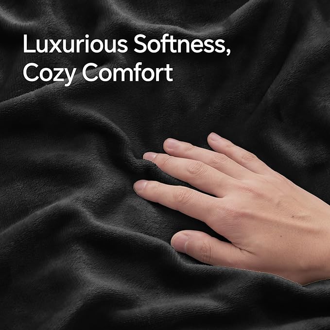 BEDELITE Flannel King Size Pillow Cases Set of 2, Super Soft Fleece Pillowcases with Zipper for Bedroom, Sofa, Couch,Luxury Cozy Fuzzy Velvet Pillow Shams for All Seasons(20x36 Inches,Black)