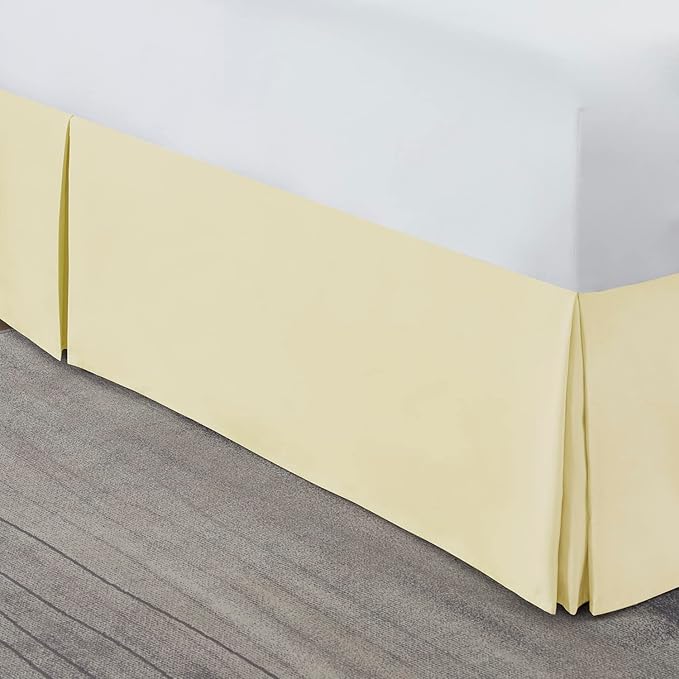 Nestl Vanilla Yellow Bed Skirt King Size - King Bed Skirt 14 Inch Drop - Brushed Microfiber Bed Skirts - Hotel Quality Pleated Bed Skirt - Shrinkage & Fade Resistant