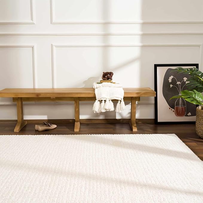 Hauteloom Keita Living Room, Bedroom Area Rug - Contemporary - High Pile - Bone - 6'7" x 9'