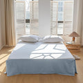 BISELINA French Linen Bed Skirt with Pleated Corner 14-Inch Tailored Drop Natural Flax Cotton Blend Basic Dust Ruffle Soft Cozy Farmhouse Bedding (14" King, Basic Dusty Blue)