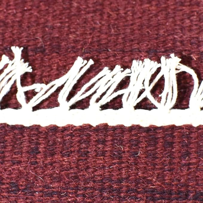 Rugsotic Carpets Hand Woven Flat Weave Kilim Wool ECO-Friendly Area Rugs - 7'x9', Rectangle Shape, Dark Red Color, Solid Plain Design, Low Pile Handmade Rugs for Living Room, Bed Room (D00111)