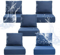 Luxury 6" Thicker Outdoor Chair Cushion 5 Sets - 24" *24" *6" Waterproof Patio Furniture Cushions with Removable Cover, 28D High Density Sponge Filling Thicken Outdoor Patio Cushions - Blue