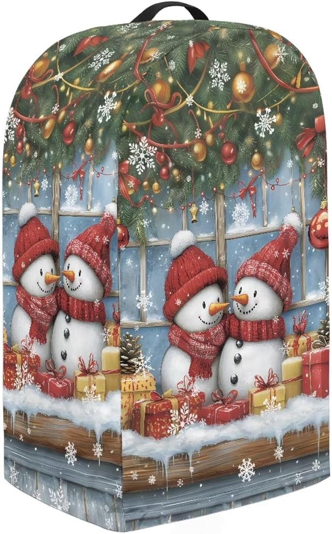 Xmas Snowman Print Blender Dust Cover, Stand Mixer or Coffee Maker Appliance Covers with Drawstring, Anti Fingerprint Dust Stain Resistant Blender Cover for Home Kitchen