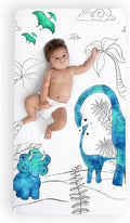 JumpOff Jo - Fitted Crib Sheet, Super Soft Breathable 100% Cotton Baby Crib Sheet for Standard Crib Mattresses and Toddler Beds, 28 in. x 52 in. - Blue Dinosaur