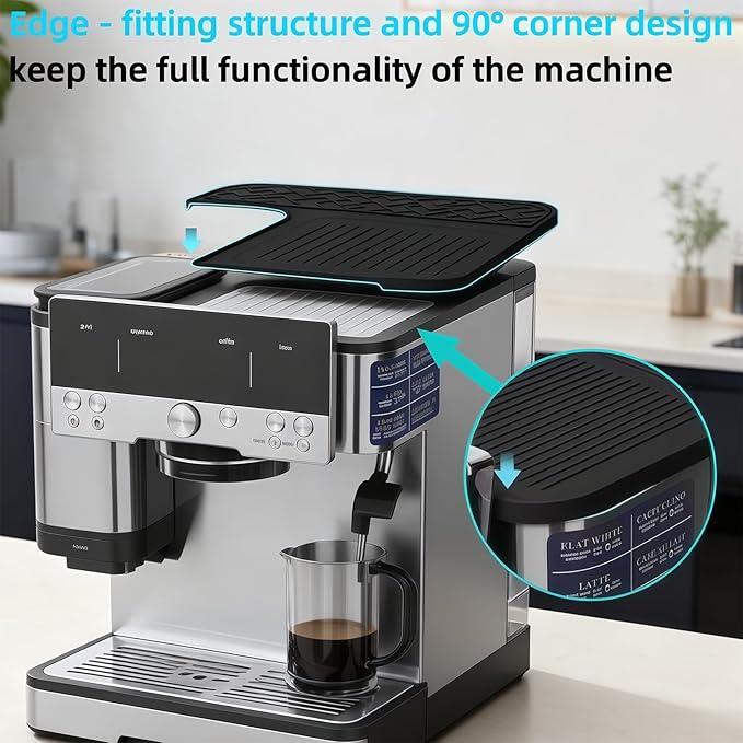 Premium Top Mat for Ninja Luxe Cafe Espresso Machine ES601 & ES701 – Custom Fit Coffee Machine Cover – Food-Grade Silicone – Waterproof, Heat-Resistant, Non-Slip, Easy to Clean, Coffee Bar Accessories