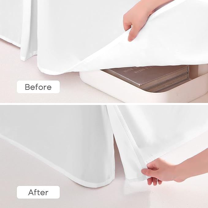 SONIVE Queen Bed Skirt,15" Drop Pleated Dust Ruffle,Classic Tailored Easy Fit Brushed Microfiber Skirts Hotel Quality Shrinkage & Fade Resistant White