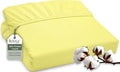 ROYALE LINENS 300 Thread Count 100% Long Staple Combed Cotton Fitted Sheet Full - Super Soft Deep Pocket Bottom Sheet - Fitted Sheets Only - Elastic Sheets (Full, Yellow)